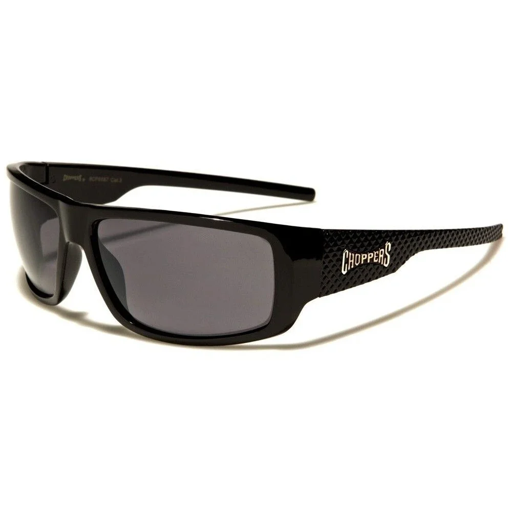 Motorcycle Riding Biker Cycling Black Wrap Around Rectangle Sport Sunglasses
